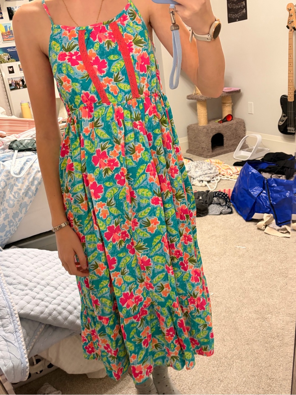 Cat & Jack Turquoise Maxi Dress girls large women’s xxs